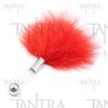 Cosquillero de plumas Rojo con mango plateado